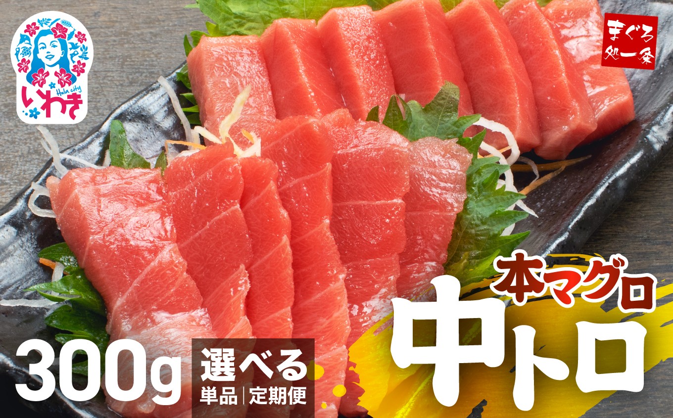 
本マグロ中トロ300g　解凍レシピ付　1サクずつ真空包装 脂の甘みと濃厚赤身が絶妙なバランス
