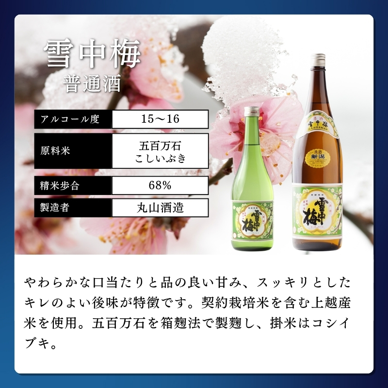 酒 雪中梅 普通酒 1800ml と 菱ヶ岳の泉 1800ml お酒 日本酒 ア