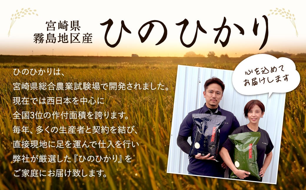 【3か月定期便】無洗米 ＜チャック付＞ 新米 国産 令和8年産 ひのひかり ヒノヒカリ 10kg×3回 宮崎県産 お米 白米 おすすめ 簡単 ご飯 弁当 精米 おにぎり