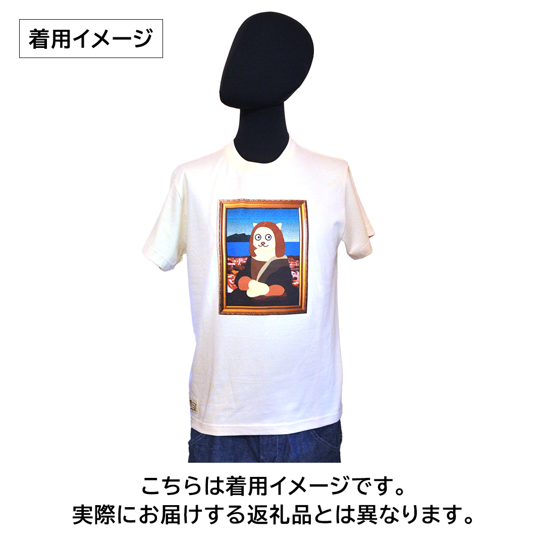 「 ギャラリーおたさく 」 おたさく Tシャツ ドローン 男女兼用 Sサイズ / グレー 名画 キャラクター グッズ 猫 ねこ 絵画  絵画 かいが 猫絵 半袖  カジュアル キュート かわいい 男女