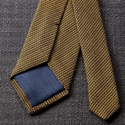 【手織りネクタイ】イエロー フレスコタイ kuskafabric 京都・丹後のシルク織物【1689953】