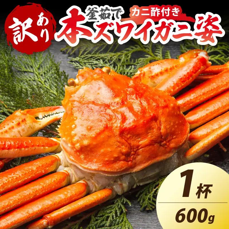【大好評！カニ酢付き】訳あり！釜茹で！本ずわいがに姿 600g×1杯 カニ