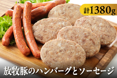 十勝しんむら牧場 放牧豚のハンバーグとソーセージセット ＜ハンバーグ150g×5個・ソーセージ3本入（約210g）×3P＞北海道 豚肉 冷凍ハンバーグ ソーセージ  お取り寄せ