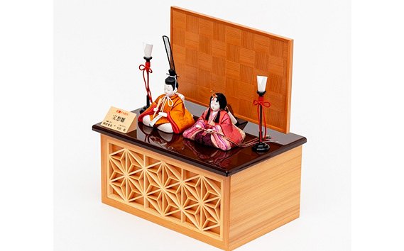 木目込みひな人形 ／ お雛さま ひなまつり 雛人形 飾り物 置物 有職衣裳 コンパクト インテリアに馴染む モダン 女の子 イベント 飾り 秋田杉 麻の葉 模様 埼玉県 No.270