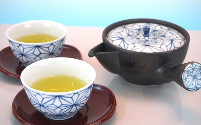 【波佐見焼】麻葉染付 茶器セット 湯飲み 急須 ティーポット 陶器【岩永製陶】 [ZD18]