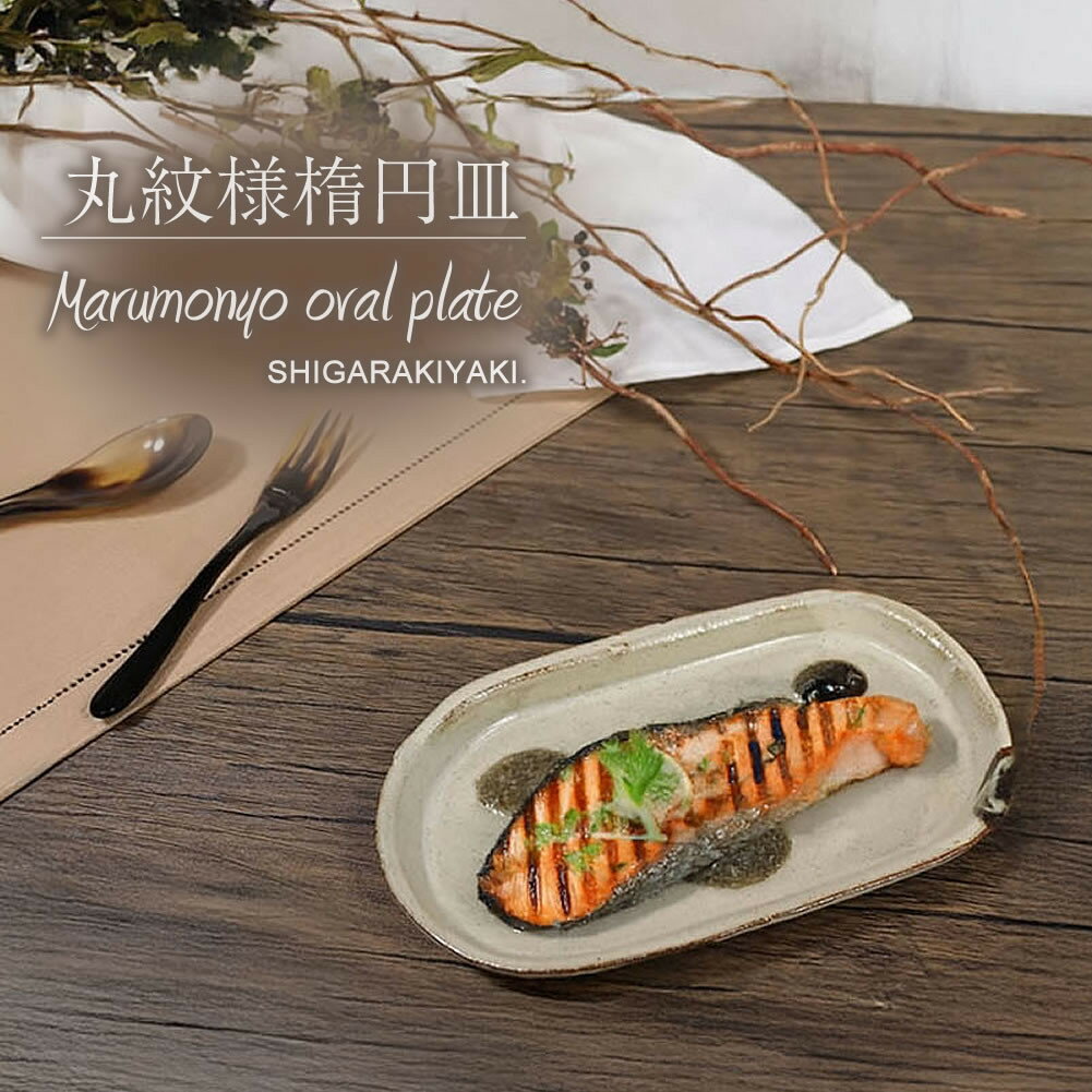 【ふるさと納税】信楽焼 楕円皿（小） 陶器 【丸紋様】