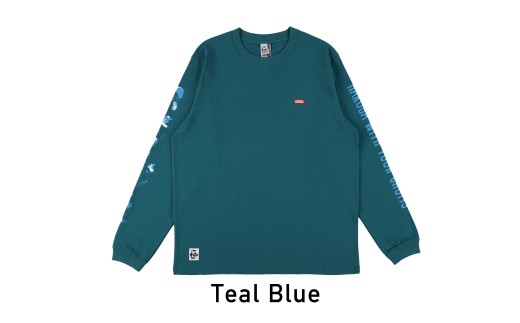 CHUMS×HAKUBA Booby バックプリント 長袖Tシャツ L /ティールブルー【P0550662_M_L_TE】