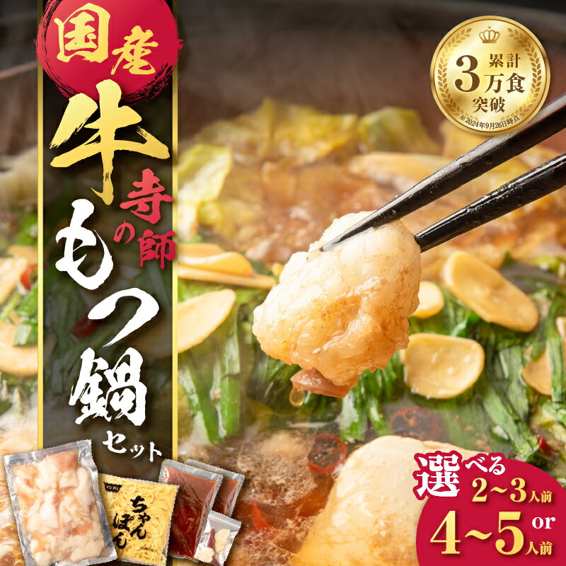 【ふるさと納税】＜選べる＞ 寺師 国産牛 もつ鍋 セット 2～3人前 or 4〜5人前 国産 牛 もつ モツ 牛もつ ホルモン ぷりぷり 鍋 薩摩 醤油 スープ ちゃんぽん 麺 雑炊 レトルト 簡単 小分け パック 冷凍 肉の寺師 鹿児島 鹿児島市 おすすめ ランキング プレゼント ギフト