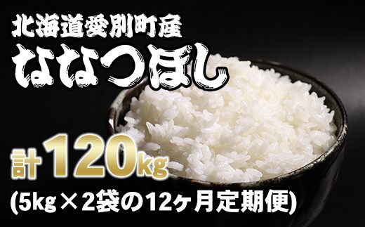 
【A14303】愛別町産米（ななつぼし5kg×2袋）12ヶ月定期配送
