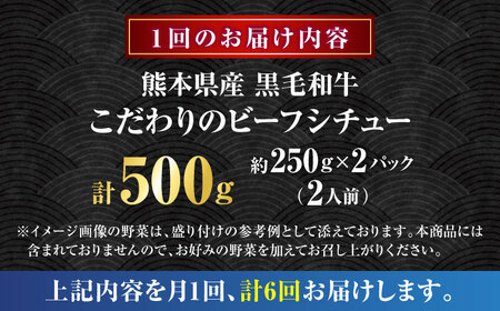【全6回定期便】 熊本県産 くまもと黒毛和牛 黒毛和牛 こだわりのビーフシチュー 計2パック （約250g×2パック） ビーフシチュー ビーフ シチュー 牛肉 肉 　【有限会社スイートサプライなかぞの