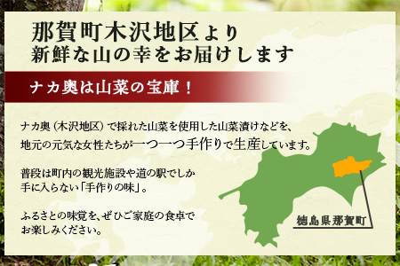 木沢特産 ふるさとの味 四季美漬 (しょう油漬) 250g×4袋【徳島県 那賀町 国産 山菜漬け 醤油漬 漬物 漬け物 加工品 山菜 味付き ごはんのおとも ご飯のお供 惣菜 おかず 副菜 小鉢 調味