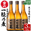 【ふるさと納税】一粒の麦(720ml×3本)焼酎 麦焼酎 酒 アルコール 麦 家飲み 宅飲み 大麦 大麦麹 常温 常温保存【西酒造】