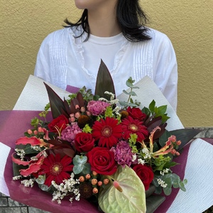 フラワー アレンジ 「Large」 お楽しみ 季節 の アレンジメント | 花 アレンジ タイプ 高さ約42cm 幅約40cm 