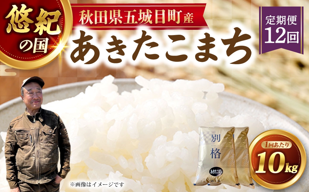 
                  [ 定期1ヶ月毎12回 ] 「 悠紀の国 」 秋田県五城目町産あきたこまち 10㎏ 5kg × 2袋 お米 米 こめ コメ 白米 精米 白飯 飯 ご飯 あきたこまち おにぎり ブランド米 ブランド 国産 秋田県産 定期配送 定期便
                