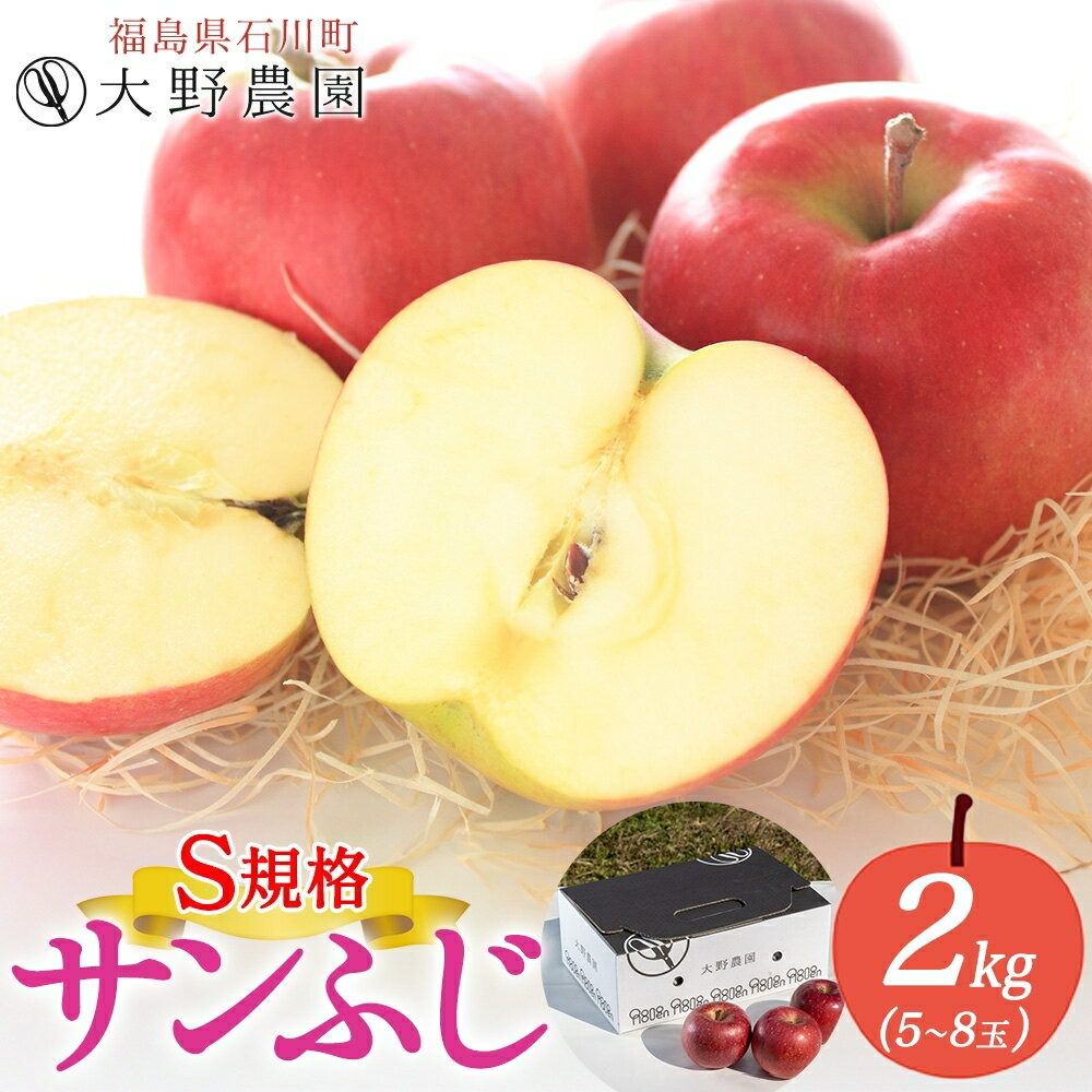 【ふるさと納税】サンふじ 2kg S規格 5～8玉 ｜ りんご リンゴ 旬 林檎 果物 フルーツ 甘い アップル 産直 大野農園 福島県 石川町【19012】
