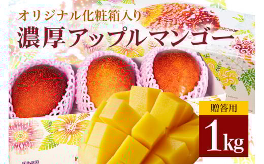 【 先行予約 2026年 発送 】 沖縄県 糸満産の「 濃厚 アップルマンゴー 」1kg オリジナル 贈答用 化粧箱入り 沖縄県産 マンゴー 完熟マンゴー 果物 くだもの フルーツ 完熟 夏 旬 沖縄 産地直送 農家直送 甘い 糸満市  (生産者 ゆいぐくるマンゴー)