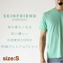 【ふるさと納税】「SKINFRIEND EVERYDAY」V首半袖Tシャツ　男女兼用Sサイズ/グリーン【1495397】