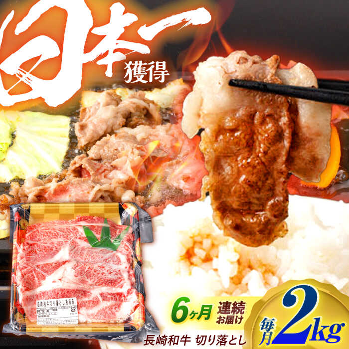 【ふるさと納税】【6回定期便】長崎和牛 切り落とし 2kg（400g×5）肩ロース・モモ・カタ・バラ使用 / 牛肉 ぎゅうにく 肉 和牛 国産牛 切落し / 諫早市 / 西日本フード株式会社[AHAV029]