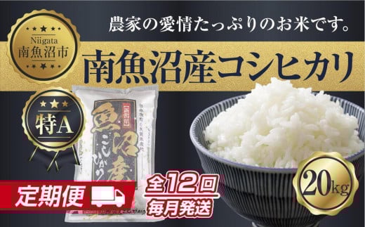 
            【定期便】 新潟県 南魚沼産 コシヒカリ お米 20kg×計12回 精米済み 年間 毎月発送 こしひかり（お米の美味しい炊き方ガイド付き）【2025年10月中旬より順次発送予定】
          