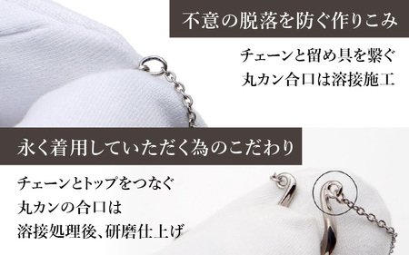 チタンネックレス/Horse Shoeアカンサス/ダイヤ石留 【チェーンの長さ：42cm】 幅1.3mmあずきチタンチェーン チタン製 日本製 【ネックレス チタンチェーン ダイヤモンド オールチタン