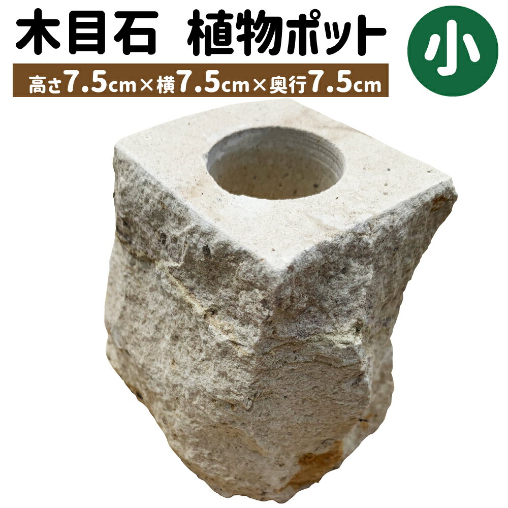 【ふるさと納税】木目石 植物ポット 小サイズ (高さ7.5cm×横7.5cm×奥行7.5cm) ガーデニング 室内 鉢植え 園芸 観葉植物 多肉植物 鉢 インテリア 雑貨 置物 飾り 玄関 おしゃれ 熊本県産 九州産 送料無料