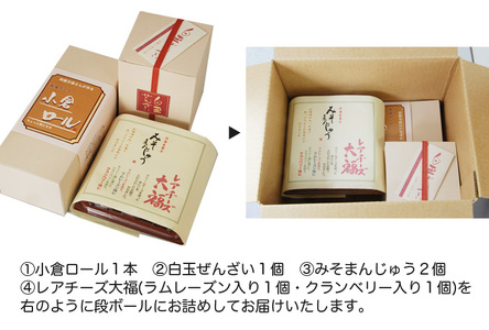 小倉ロールと白玉ぜんざい等生菓子6品和スイーツセット【創業140余年の味】