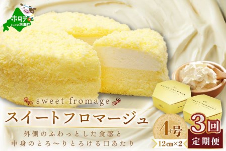 【毎月定期便】二層のチーズケーキスイート・フロマージュ 12cm×2台×3ヵ月定期便【be051-0991-100-3】  （ ちーず チーズ チーズケーキ マスカルポーネ 北海道 別海町 人気 ふるさと納税 ）　