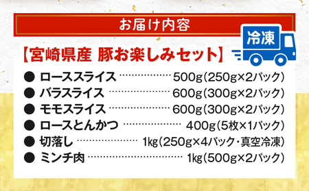 宮崎県産 豚肉 お楽しみセット 計4.1kg【豚肉 宮崎県産 豚肉 県産 豚肉 ロース 豚肉 豚バラ 豚肉 もも 豚肉 スライス 豚肉 とんかつ 豚肉 切り落とし 豚肉 ミンチ 豚肉 小分け 豚肉 宮