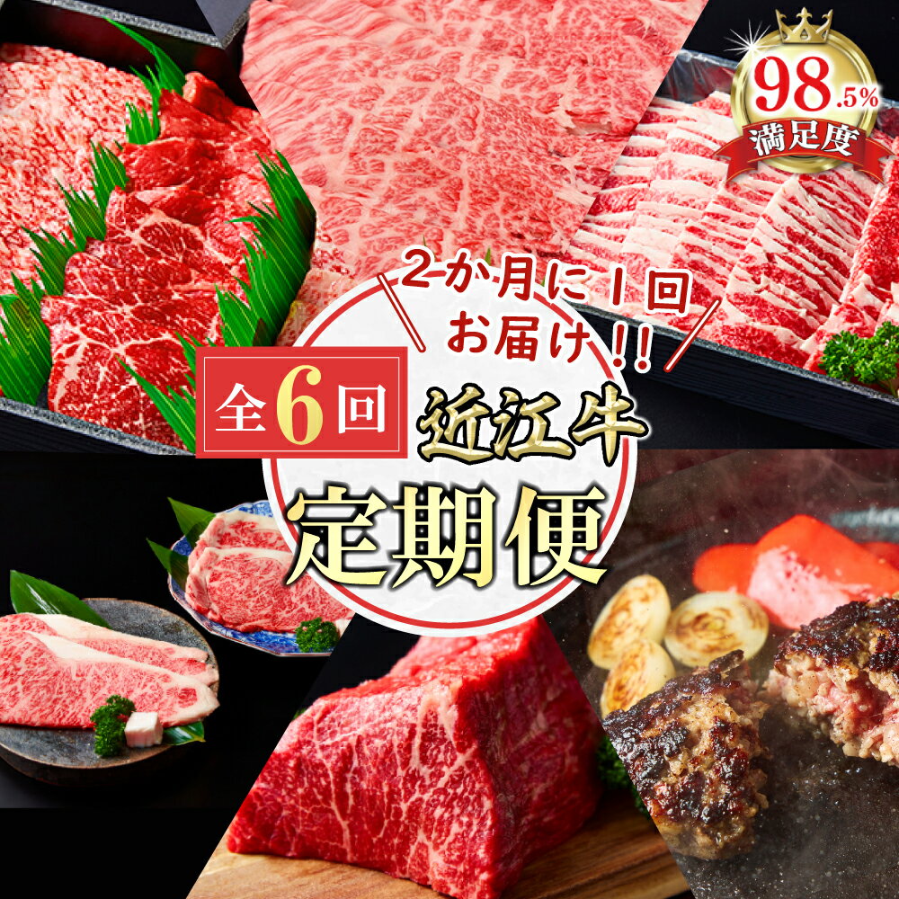 【ふるさと納税】【定期便】近江牛 ステーキ/ハンバーグ/焼肉/すきしゃぶ/ブロック 全6回 サーロイン＆リブロースステーキ4枚計800g / プレミアム生ハンバーグ 1.2kg（約120g×10個） / 焼肉3種盛り合わせ1kg / カルビ700g / 肩ロース1kg / 赤身ブロック塊肉800g