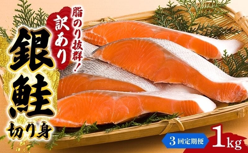
            【 3ヶ月 連続 定期便 】訳あり 銀鮭 切り身 1kg セット 詰め合わせ 鮭 サケ [№5704-1805]
          