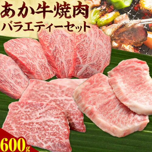 【ふるさと納税】あか牛 焼肉用バラエティーセット 2〜3人前 3種類 計600g モモ 200g ロース 200g カルビ 200g トライウィン《90日以内に出荷予定(土日祝除く)》 熊本県 南阿蘇 あかうし 赤牛 焼肉 やきにく 肉 牛肉 あか牛