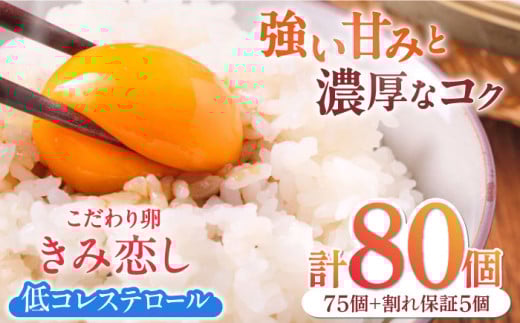 こだわり卵 きみ恋し 80個（75個+割れ保証5個）箱入り たまご 卵 玉子 タマゴ 鶏卵 濃厚 玉子焼き 卵焼き オムレツ たまごかけご飯 冷蔵 広川町 / 伊藤養鶏場 [AFAJ003]