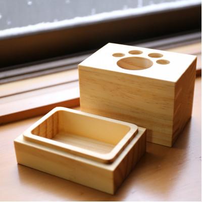 ふるさと納税 酒田市 収納付ペン立て『肉球』パイン材