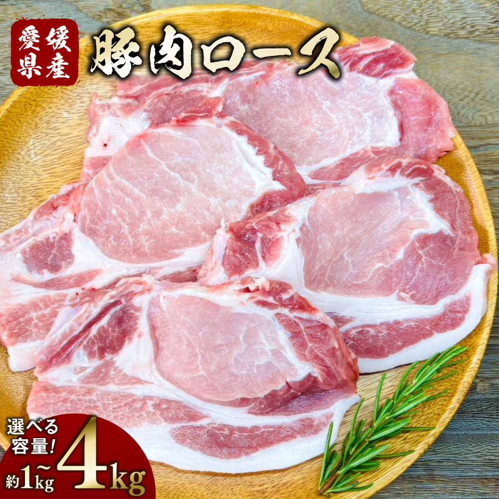 【ふるさと納税】【選べる容量】豚肉 ロース 1パック約2枚〈選べる〉1kg / 1.5kg / 2kg / 3kg / 4kg 小分け 2パック 3パック 4パック 6パック 8パック 小分け 豚 肉 お肉 冷凍 愛媛県産 国産 送料無料 (782)(783)(784)(785)(786)