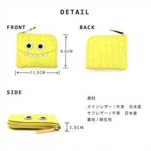 【 クロコ型モンスターmini / 全14色 】 クロコダイル型押しレザー / 思わず誰かに見せたくなるモンスターコンパクトミニL字財布【 モンスターver. 】 【 全14色 】 名刺入れ アイボリ