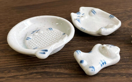 【瀬戸焼】瀬戸焼猫の形のお皿 5点セット【株式会社まるたか水野コーポレーション】 / 皿 食器  ギフト プレゼント / 瀬戸市[BBBF017]