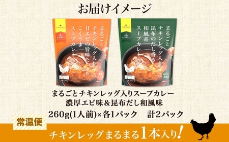 チキンレッグスープカレー 2種セットC（濃厚エビ・昆布） 計2パック