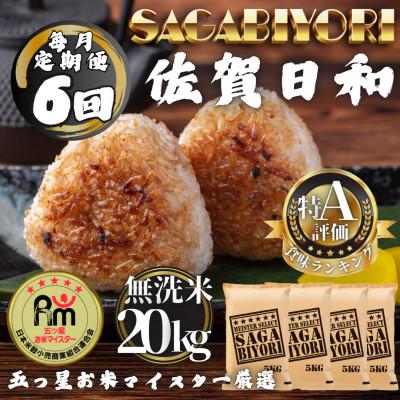 ふるさと納税 多久市 【毎月定期便】【無洗米】さがびより20kg(5kg×4袋)(多久市)全6回