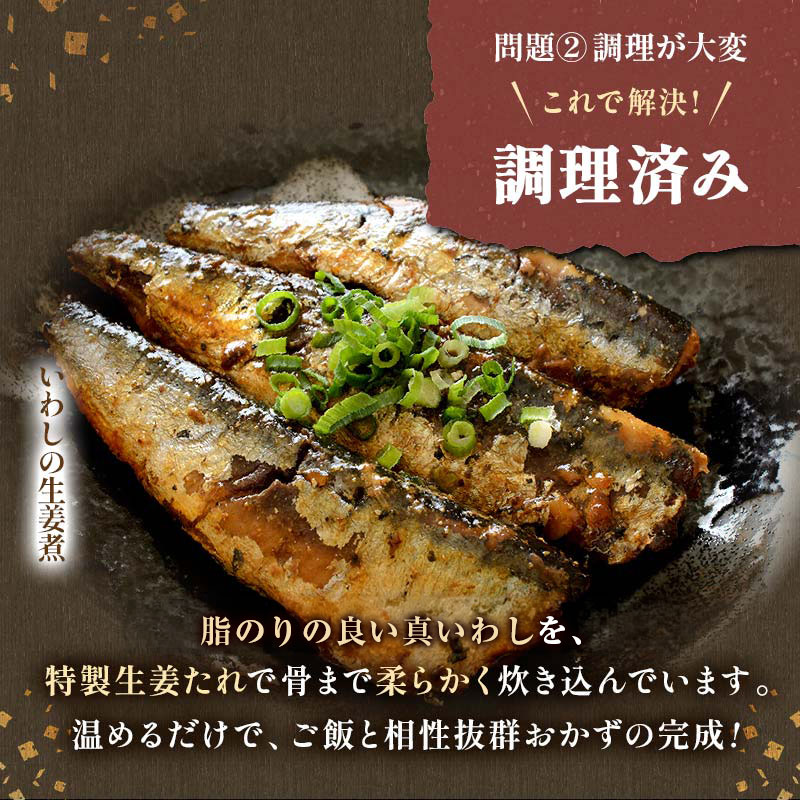 釧路おが和 北の煮魚 セット （ いわし生姜煮 ・ さばの味噌煮 ・ たらの甘露煮 ・ さんま甘露煮 ・ にしん甘露煮 ） ×1袋 常温保存 小分け 常温 北海道 北海道産 備蓄 海鮮 海産 魚 煮魚