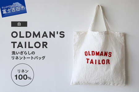 トートバッグ 【OLDMAN'S TAILOR】LOGO EMBROIDERY LINEN TOTE BAG　白 リネン