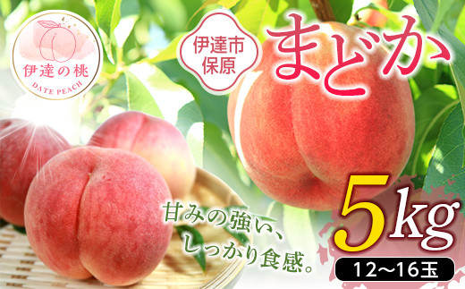 福島県産 まどか 5kg 2025年8月上旬～2025年8月中旬発送 2025年出荷分 先行予約 予約 大玉 固め 伊達の桃 桃 もも モモ 果物 くだもの フルーツ 国産 食品 F20C-899