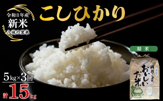 【令和8年産】【定期便 3ヶ月】こしひかり 精米 5kg 計15kg