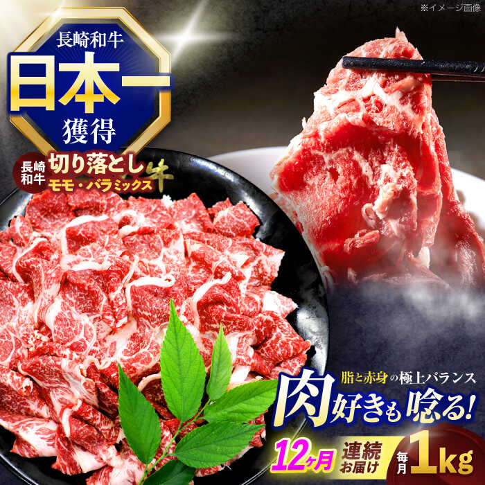 【ふるさと納税】【12回定期便】長崎和牛切り落とし(バラ・モモMIX)約1000g【株式会社 黒牛】[OCE091]