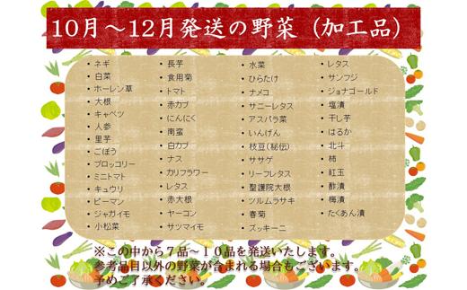 10月～12月発送予定の野菜です（参考品目以外の野菜が含まれる場合もあります）