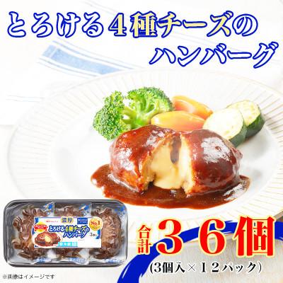 ふるさと納税 木曽岬町 濃厚 とろける 4種 チーズ ハンバーグ 3個入 x 12パック 計36個 小分 三重 ふるさと納税