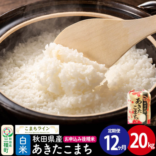 《定期便12ヶ月》【白米】あきたこまち 20kg 秋田県産 令和7年産  こまちライン [秋田 お米 米どころ あきたこまち こまちライン]