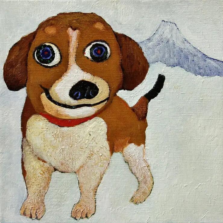 アーティストが『愛しいペットのポートレート』描きますサムホールサイズ スクエア 227×227mm【アート サムホールサイズ　油絵 横井山泰 美術 作家  227×227mm スクエア 神奈川県 小田