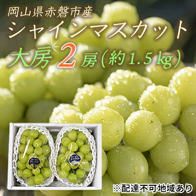 【ふるさと納税】ぶどう 2026年 先行予約 シャイン マスカット 大房 2房 約1.5kg 秀品 ブドウ 葡萄 岡山 赤磐市産 国産 フルーツ 果物 ギフト 果物類 デザート 食後 産地直送 甘い 種なし 皮ごと 大粒 　お届け：2026年9月下旬～2026年10月中旬