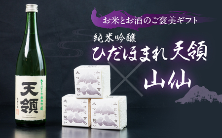 純米吟醸ひだほまれ 720ml 1本・山仙キューブ米3個（1個 300g）【2-49】