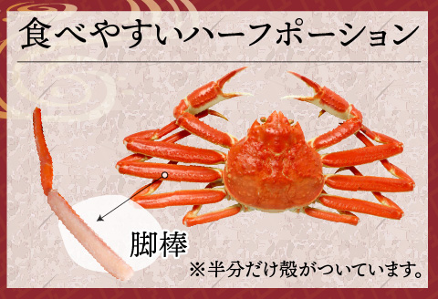 【越前産】最新の冷凍技術 紅ずわいがに  脚棒のみ ハーフポーション（半むき身）600g